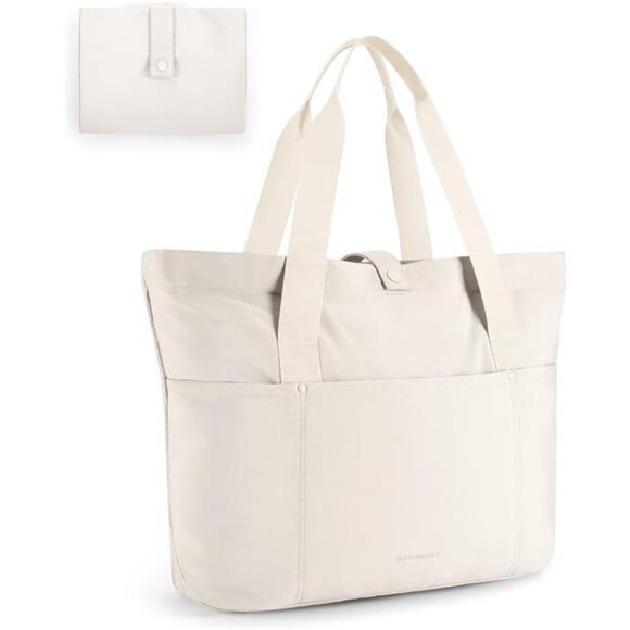 Handbags - Foldable Tote Bag With Zipper White